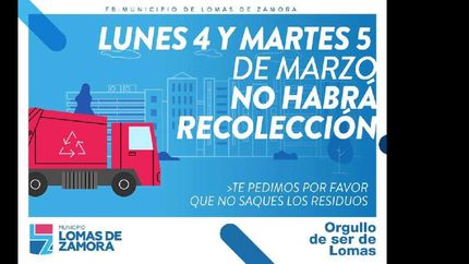 feriado de carnaval: lunes 4 y martes 5 no habra recoleccion de residuos en lomas