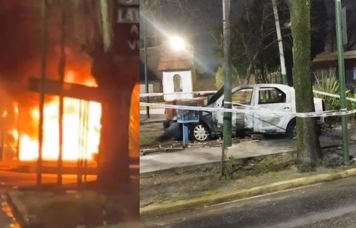 El auto se prendió fuego tras el choque.