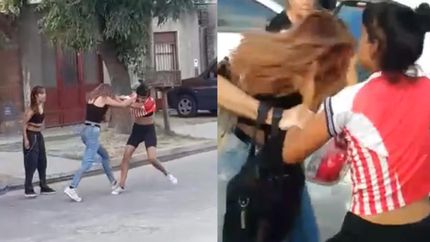 La violenta pelea quedó filmada.