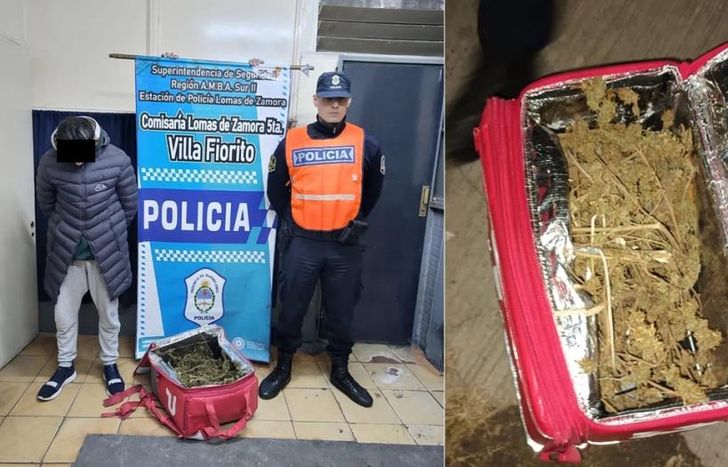 El repartidor guardaba la droga en una mochila de Pedidos Ya.