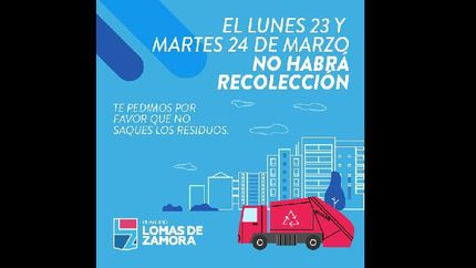 este lunes y martes no habra recoleccion de residuos en lomas
