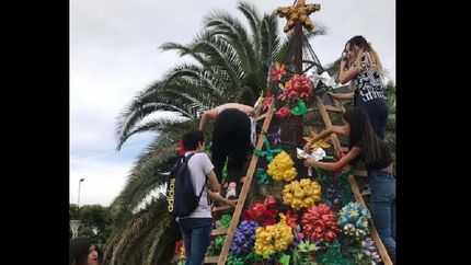 en pleno proceso de decoración.