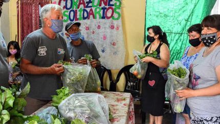 La verdura se entregó en bolsas a las familias de la zona. La verdura se entregó en bolsas a las familias de la zona.