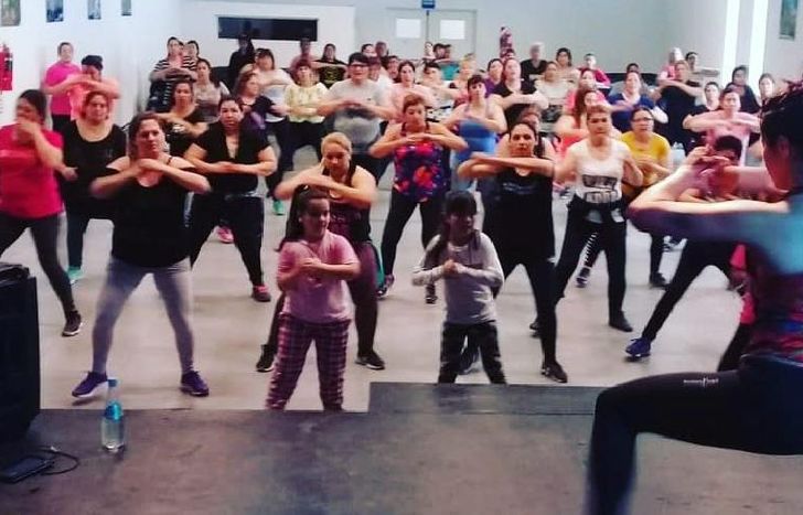 durante una de las clases de zumba.
