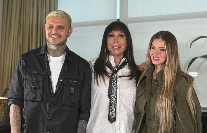 Moria Casán con Mauro Icardi y la China Suárez.