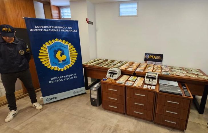 El dinero incautado por la Policía Federal en el allanamiento.