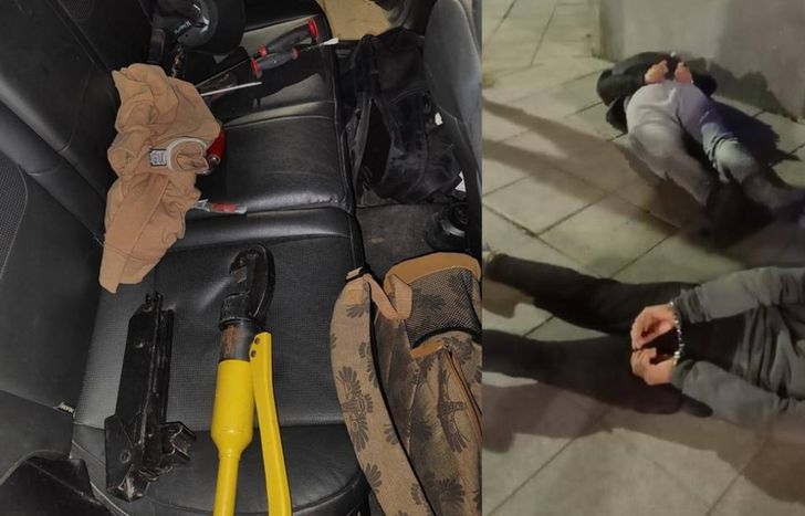 Las herramientas incautadas por la Policía y los dos detenidos.