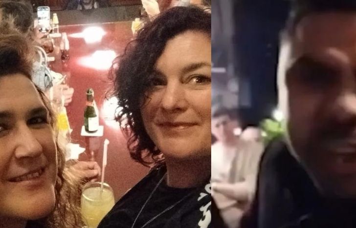 Las turistas agredidas en Madrid y uno de los empleados que las agredió.