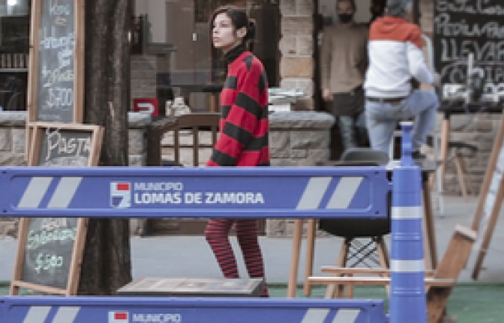En plena filmación.