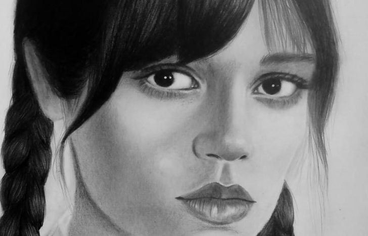 Merlina, la protagonista de la exitosa serie, también fue ilustrada por Yesica.