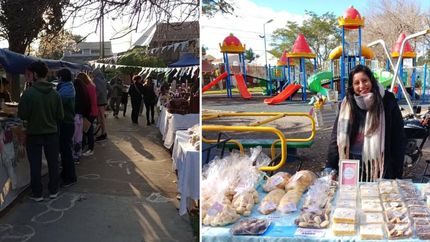 La feria de emprendedores se hace semanalmente en la Plaza Colón de Temperley.