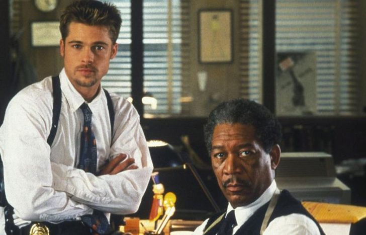 Brad Pitt y Morgan Freeman, en Seven.