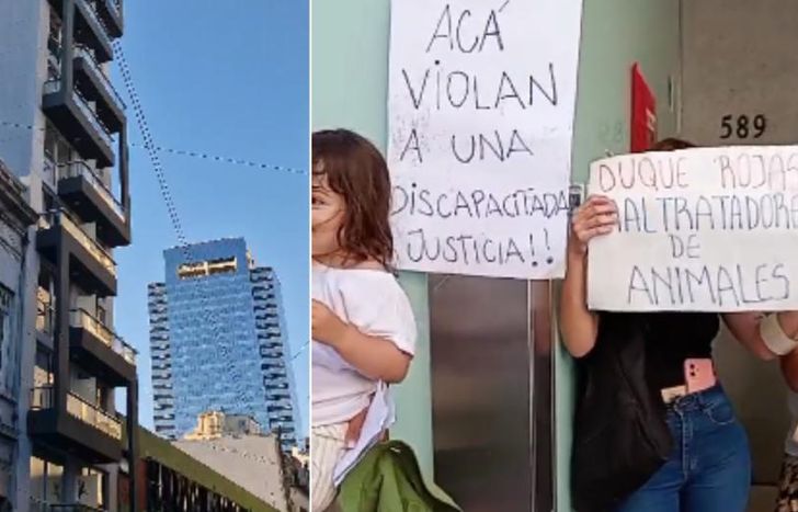 La concentración fue en frente del edificio donde ahora viven los acusados.