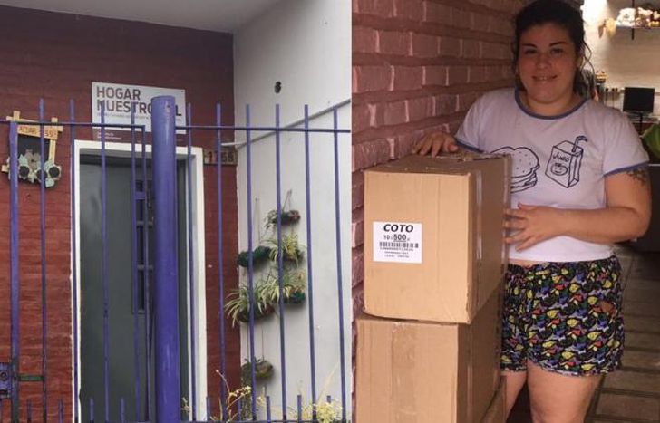 Entrega de donaciones en un hogar de la zona.