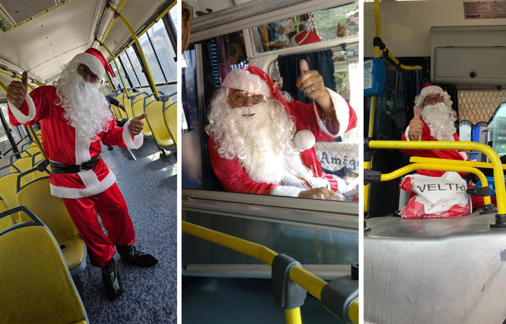 Papá Noel ya está listo para realizar los recorridos de las línea de colectivo que nuclea la empresa de Lomas.&nbsp;