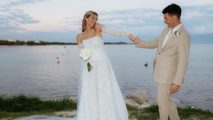 Agustín Neglia y Mariana Rojas, de festejo.