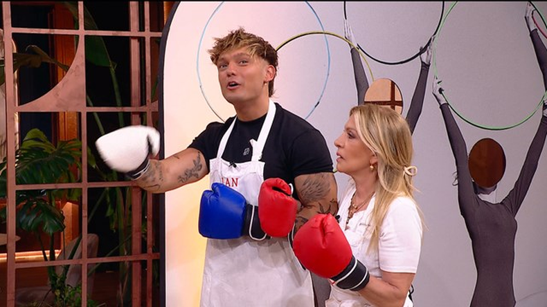 Ian Lucas y Susana Roccasalvo, en MasterChef Celebrity. 