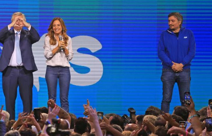 Alberto Fernández, Tolosa Paz y Máximo Kirchner.