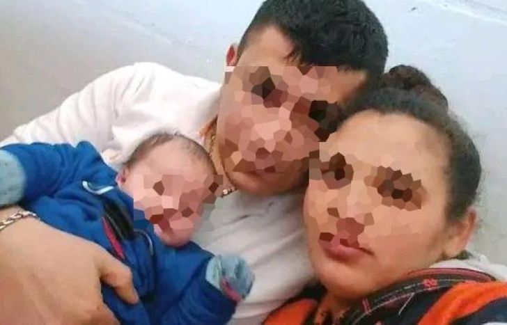 El presunto asesino, junto a su hija y su expareja.