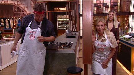 Maxi López y Susana Roccasalvo en MasterChef Celebrity.