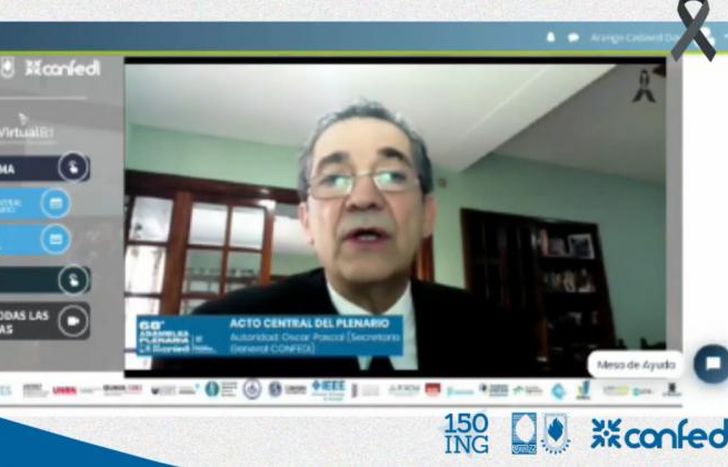 Oscar Pascal en el acto central que se realizó de manera virtual.