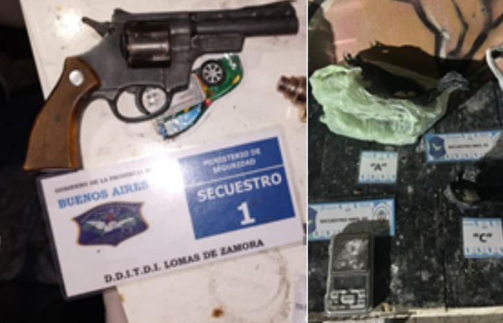 Armas y drogas, entre otros elementos, hallados durante los allanamientos.