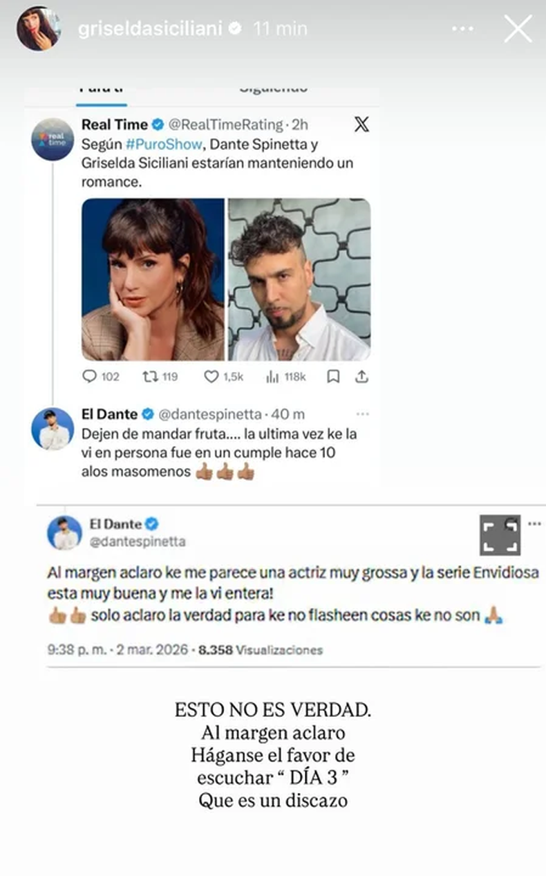 La respuesta de Griselda Siciliani. 