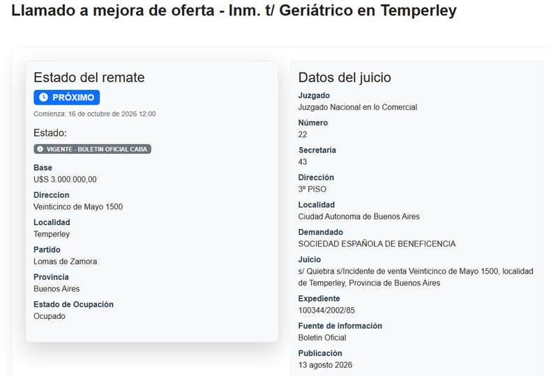La publicación en el Boletín Oficial y difundida en el sitio Inforemate. 