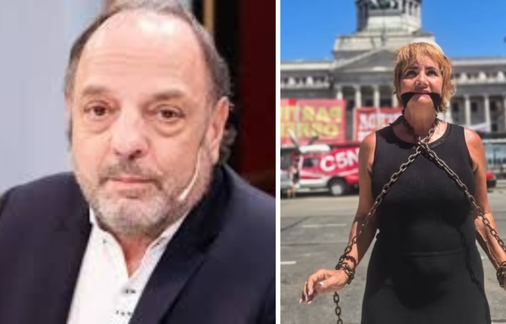 La periodista Nancy Pazos se encadenó contra la reforma Laboral y Baby Etchecopar la criticó.&nbsp;