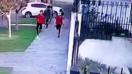 La travesura de cinco jóvenes en Banfield quedó grabada en la cámara de un vecino.