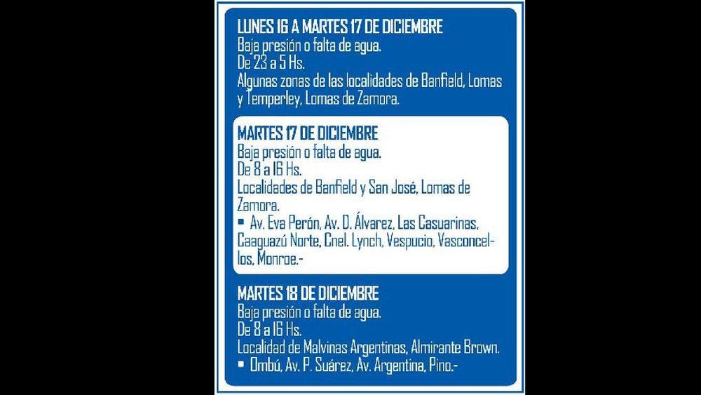 Advierten sobre cortes o baja presión de agua