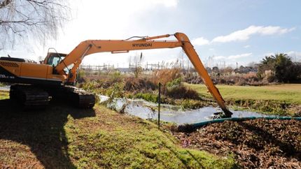 Limpieza del reservorio del Arroyo Galíndez, en Turdera.
