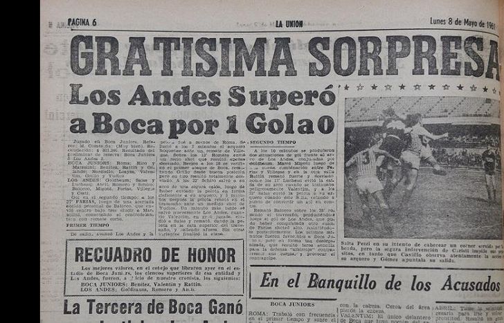 La formación de Los Andes estuvo integrada por Goldbaum; Salas y Luchessi; Abril, Romero y Schiro; Baiocco, Migoni, Farías, Villegas y Cesti.