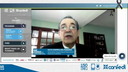 Oscar Pascal en el acto central que se realizó de manera virtual.