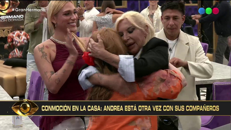 El abrazo de Andrea del Boca y Zilli en Gran Hermano Generación Dorada. 