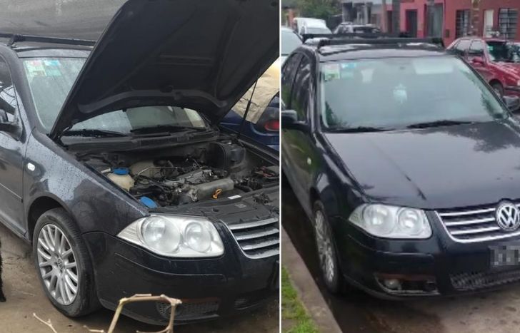 El auto del escándalo, antes y después del arreglo.