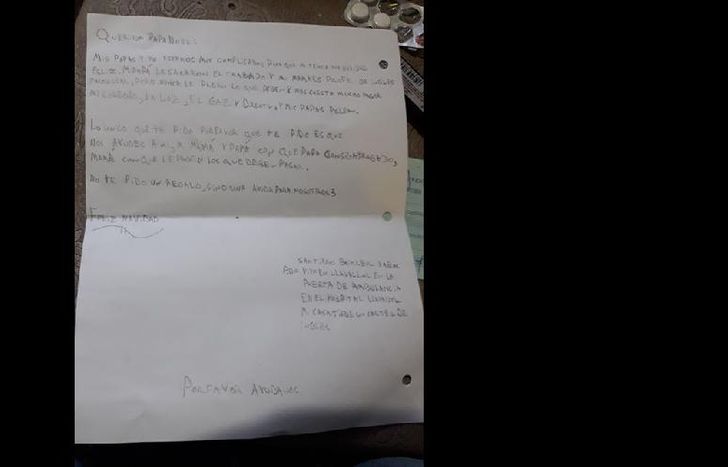La carta de puño y letra escrita por Santiago y que Wil Reboredo envió a La Unión.