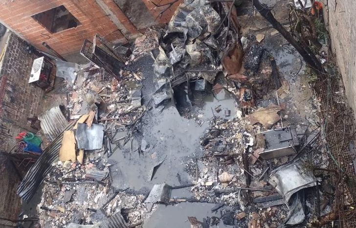 Así quedó la vivienda tras el incendio.