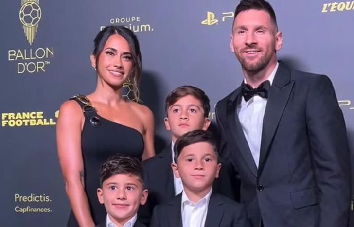 Antonela Rocuzzo y Lionel Messi, en familia.