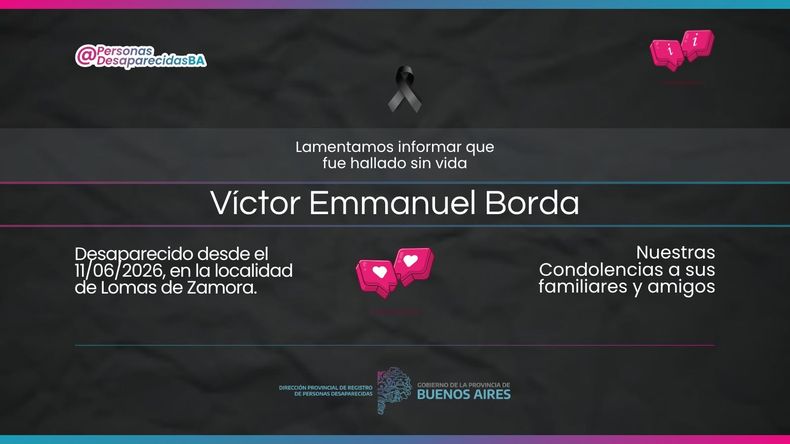 El comunicado oficial sobre la muerte del vecino desaparecido.