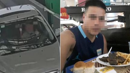 El fugitivo huyó del escenario del crimen en el auto que está a nombre de su pareja.