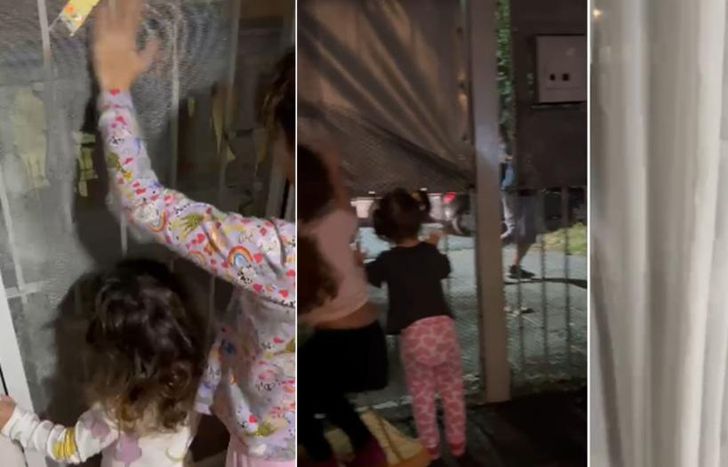 Amorosas con los trabajadores que juntan los residuos.