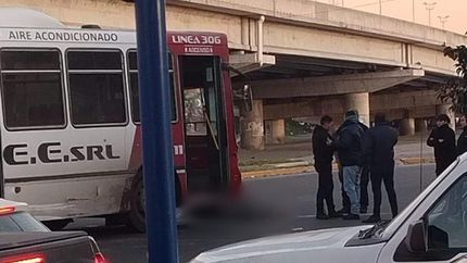 La mujer quedó tirada frente al colectivo.