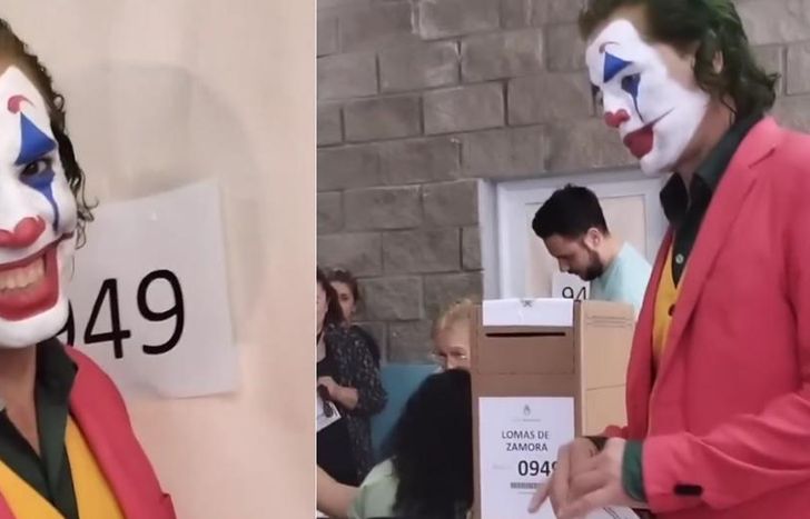 Un vecino fue a votar al barrio Santa Marta disfrazado del Joker.