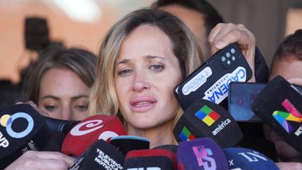 Julieta Prandi, al salir de Tibunales.