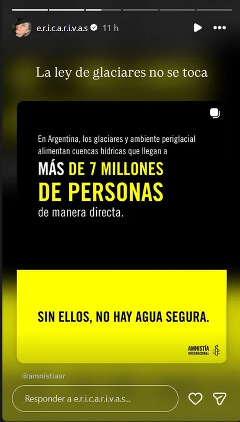 El posteo de Erica Rivas. 