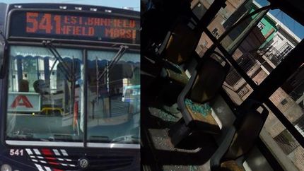 vandalismo en budge: asi quedo un colectivo de la linea 541 que fue apedreado