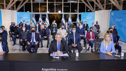 Alberto, Kicillof y Magario.