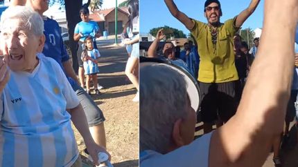 Olga Molina festejó el título de Argentina con los vecinos y fue ovacionada. Olga Molina festejó el título de Argentina con los vecinos y fue ovacionada.