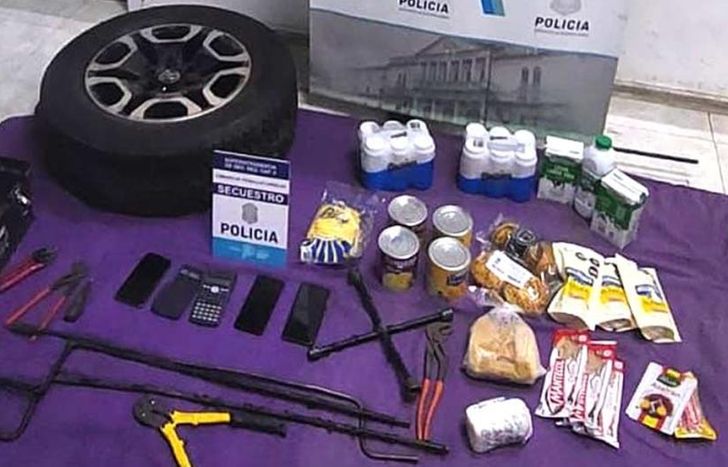 Los elementos robados por los dos lomenses.